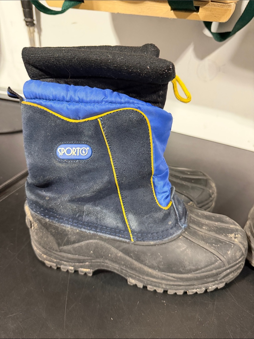 Sporto Kids Navy Blue and Black Snow Boots with Yellow Trim